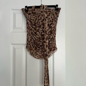 Zara Leopard Print Scarf Tube Top